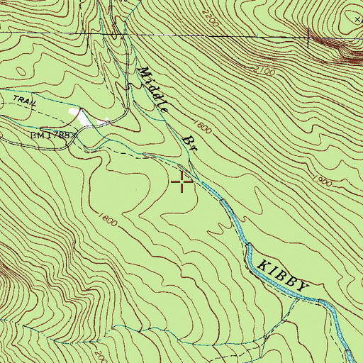 Topographic Map of Middle Branch Kibby Stream, ME