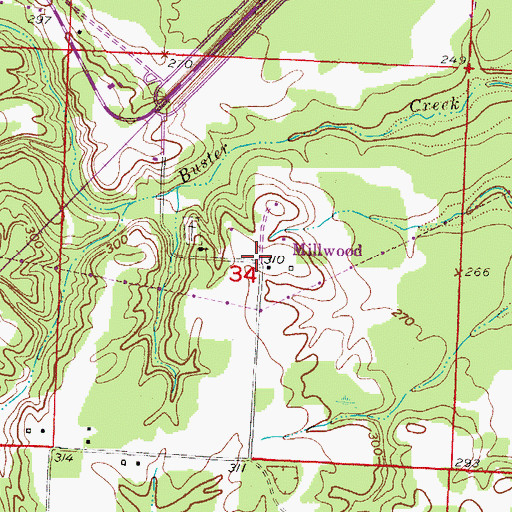 Topographic Map of Millwood, AR