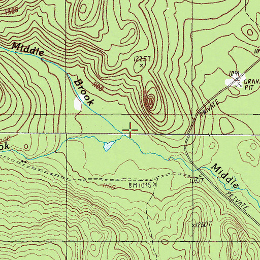Topographic Map of Middle Brook, ME