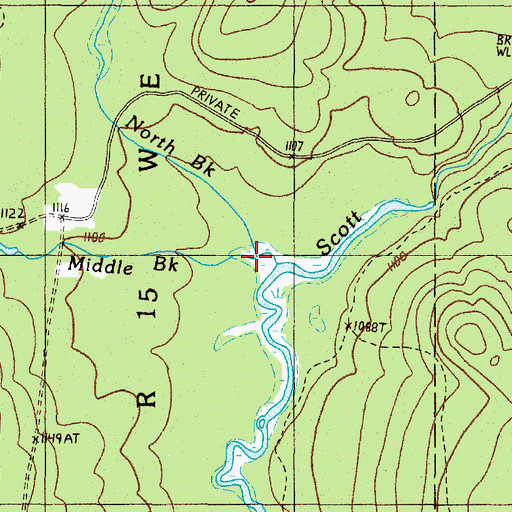 Topographic Map of Middle Brook, ME