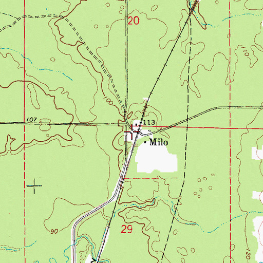 Topographic Map of Milo, AR