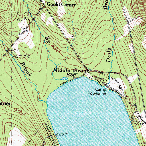 Topographic Map of Middle Brook Bog, ME