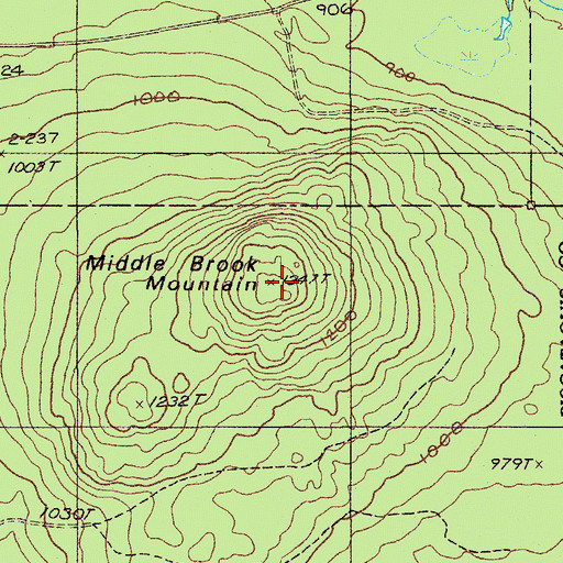 Topographic Map of Middle Brook Mountain, ME