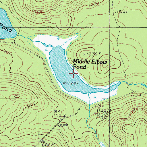 Topographic Map of Middle Elbow Pond, ME