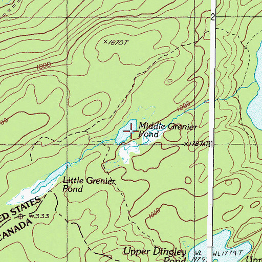 Topographic Map of Middle Grenier Pond, ME