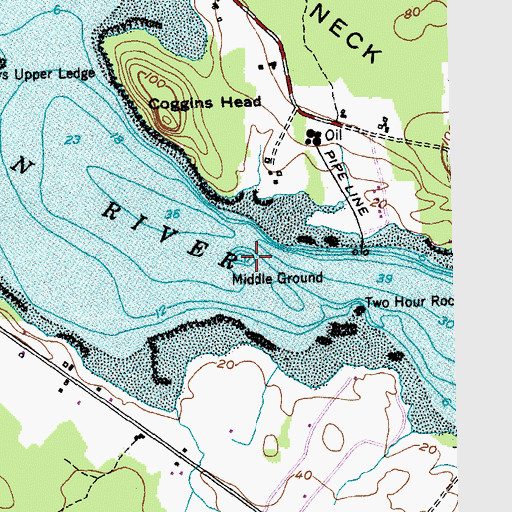 Topographic Map of Middle Ground, ME