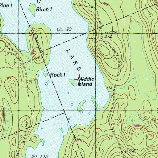 Topographic Map of Middle Island, ME
