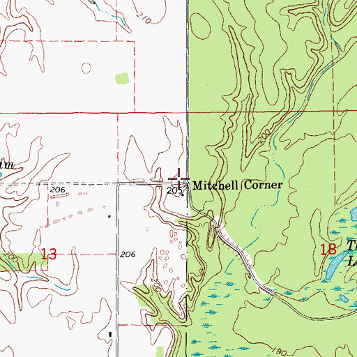 Topographic Map of Mitchell Corner, AR