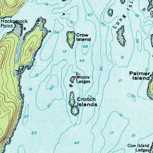 Topographic Map of Middle Ledges, ME
