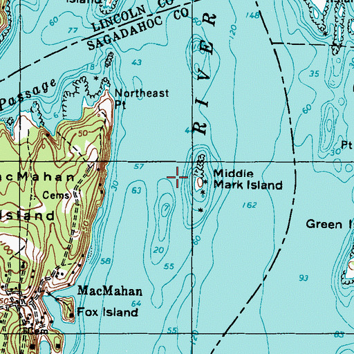 Topographic Map of Middle Mark Island, ME