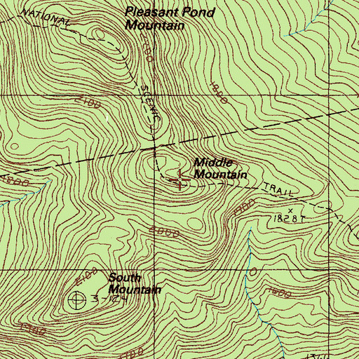 Topographic Map of Middle Mountain, ME