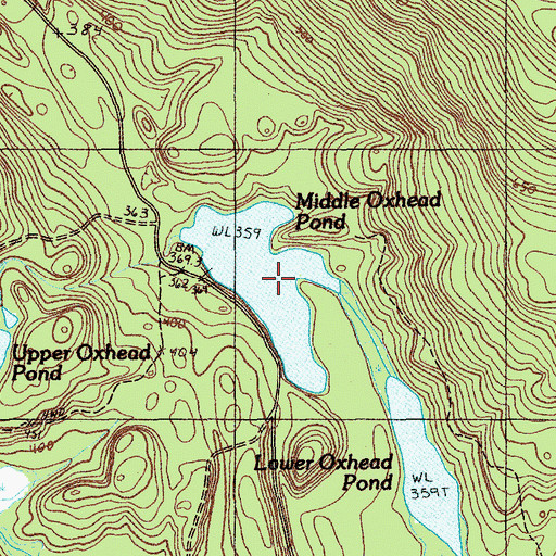 Topographic Map of Middle Oxhead Pond, ME