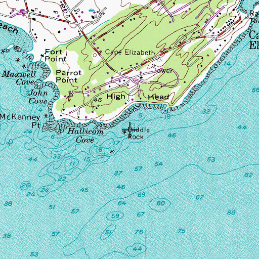 Topographic Map of Middle Rock, ME