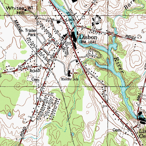 Topographic Map of Middle School, ME