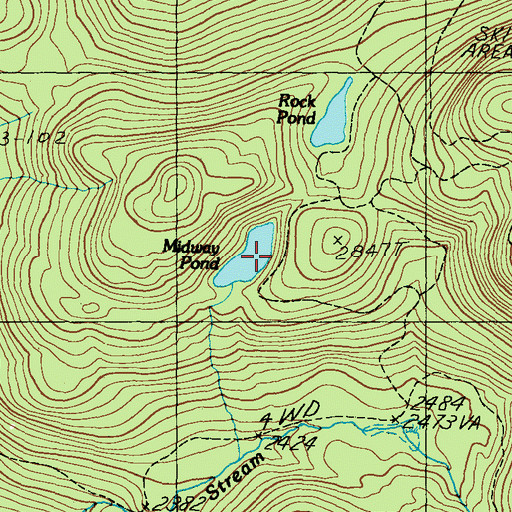 Topographic Map of Midway Pond, ME