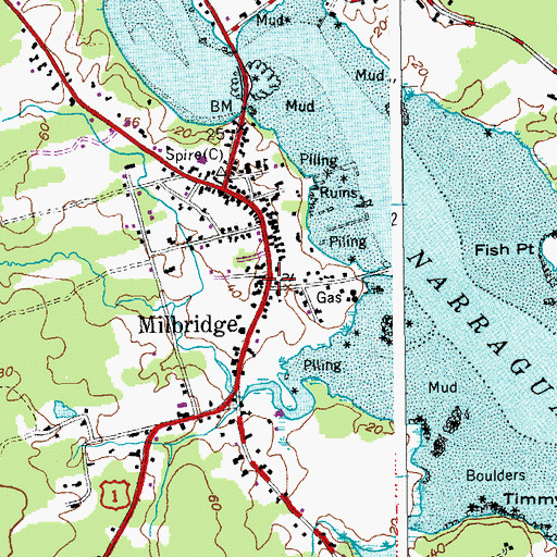 Topographic Map of Milbridge, ME