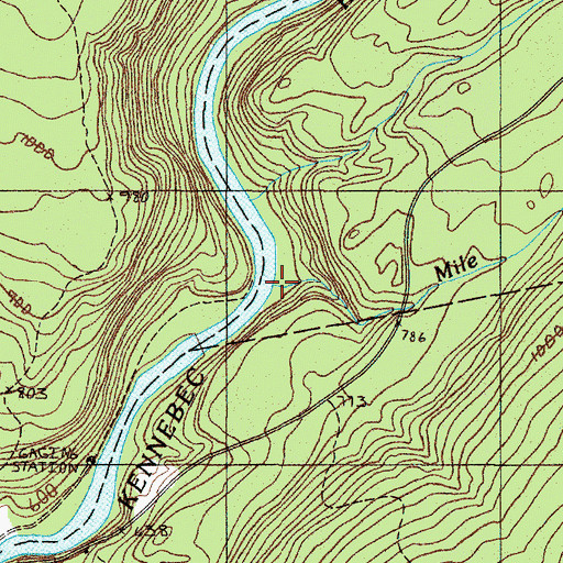 Topographic Map of Mile Brook, ME