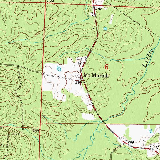 Topographic Map of Mount Moriah, AR