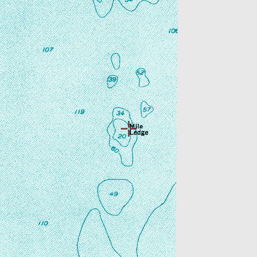 Topographic Map of Mile Ledge, ME