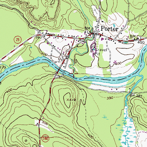 Topographic Map of Mill Brook, ME