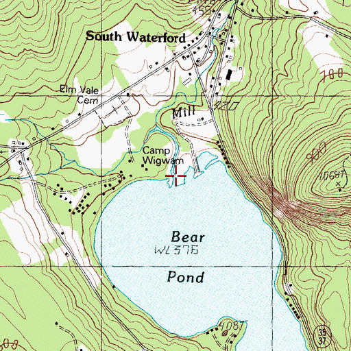 Topographic Map of Mill Brook, ME