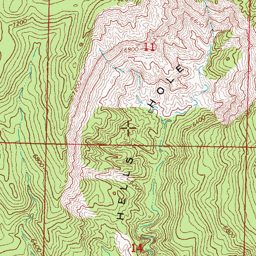 Topographic Map of Hells Hole, AZ