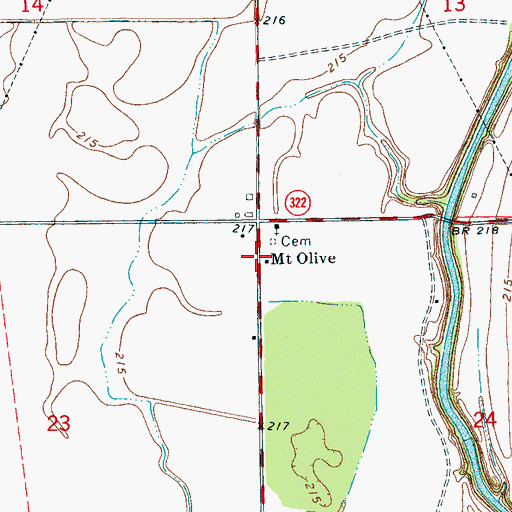 Topographic Map of Mount Olive, AR