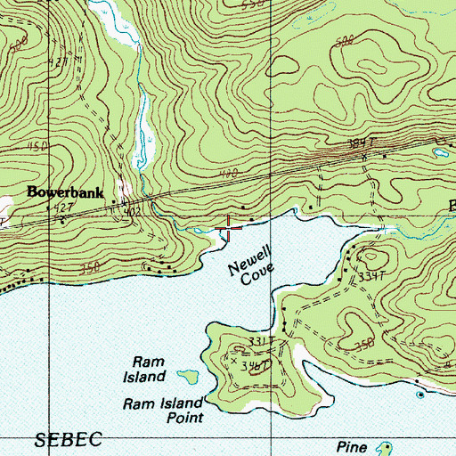 Topographic Map of Mill Brook, ME