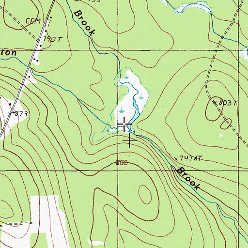 Topographic Map of Mill Brook, ME
