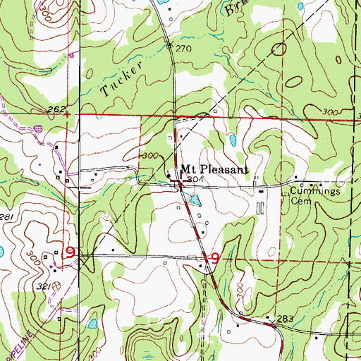 Topographic Map of Mount Pleasant, AR