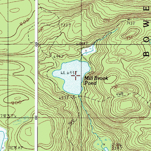 Topographic Map of Mill Brook Pond, ME