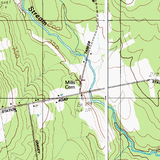 Topographic Map of Mills Cemetery, ME