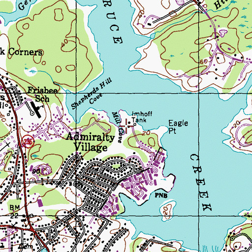 Topographic Map of Mill Cove, ME