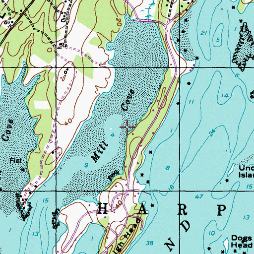Topographic Map of Mill Cove, ME