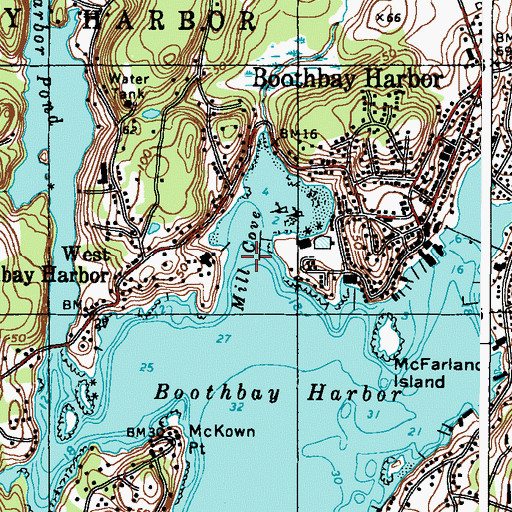 Topographic Map of Mill Cove, ME