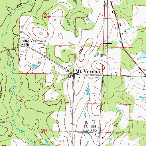 Topographic Map of Mount Vernon, AR