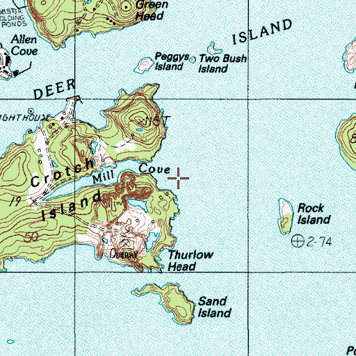 Topographic Map of Mill Cove, ME
