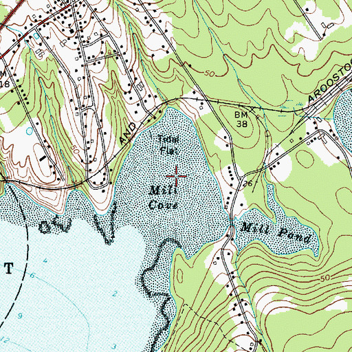 Topographic Map of Mill Cove, ME