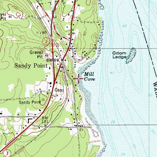 Topographic Map of Mill Cove, ME