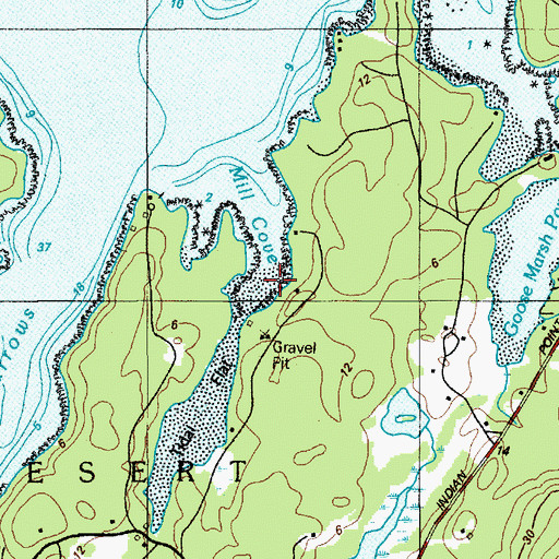 Topographic Map of Mill Cove, ME