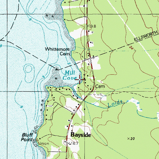 Topographic Map of Mill Cove, ME
