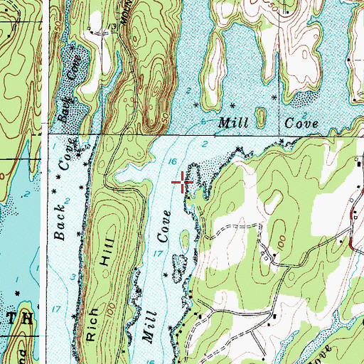 Topographic Map of Mill Cove, ME