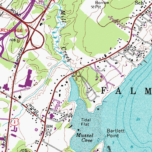 Topographic Map of Mill Creek, ME