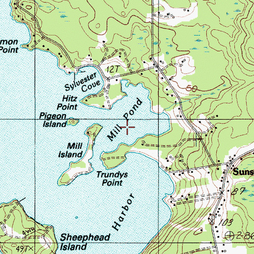Topographic Map of Mill Pond, ME
