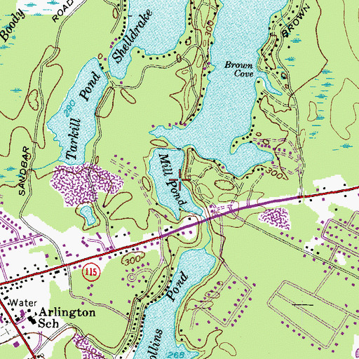 Topographic Map of Mill Pond, ME
