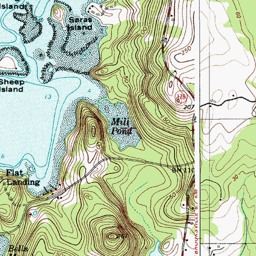 Topographic Map of Mill Pond, ME