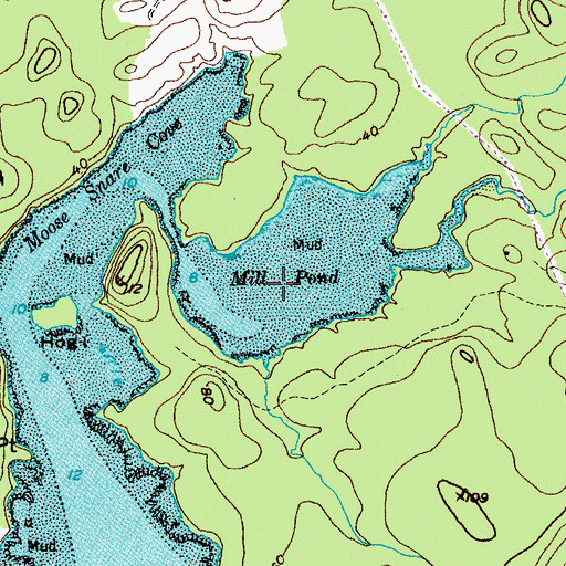 Topographic Map of Mill Pond, ME