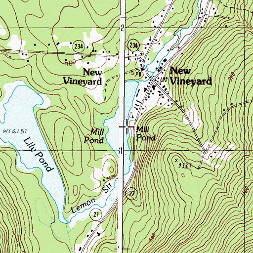 Topographic Map of Mill Pond, ME