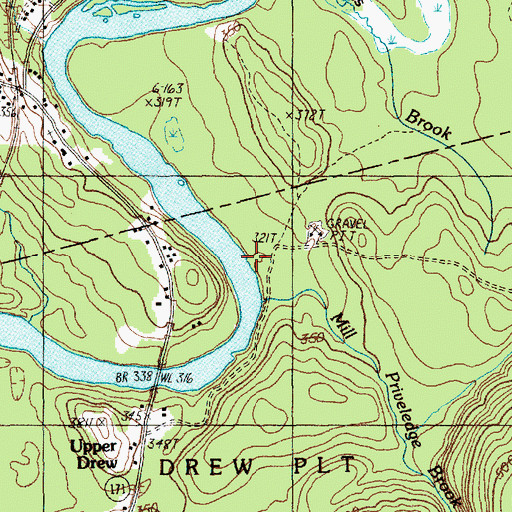 Topographic Map of Mill Priveledge Brook, ME