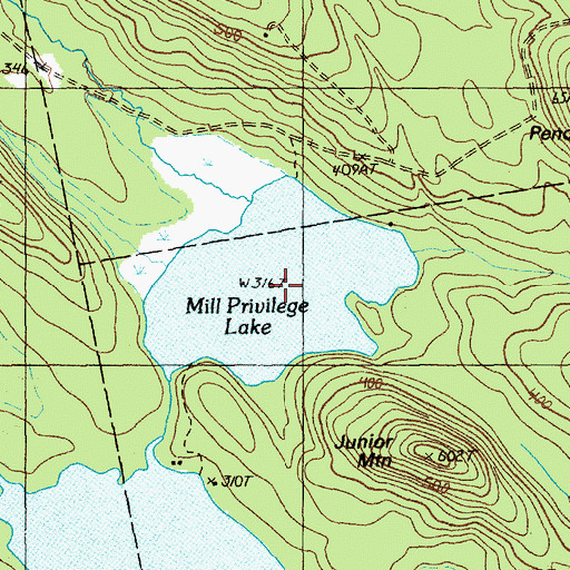 Topographic Map of Mill Privilege Lake, ME